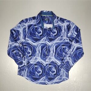 Society of Threads Button Up Shirt Mens XL Regular-Fit Abstract Floral Blurple